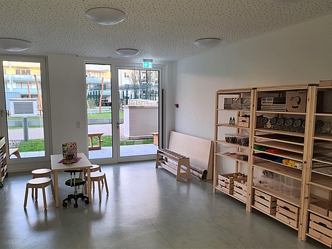 Innenraum des neuen FRÖBEL-Kindergartens Simon Bolivar kurz vor der Eröffnung im Mai 2021 (Foto: FRÖBEL e.V.)