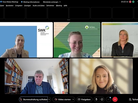 Bildschirmaufnahme der teilnehmenden Talkgäste beim digitalen SWK Talk zum Thema Digitalisierung in der frühen Bildung