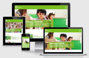 Responsive Design der FRÖBEL-Homepages - simuliert mit ami.responsivedesign.is 