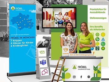 Digitaler Messestand auf der Job- und Ausbildungsmesse für Erziehungsberufe in München