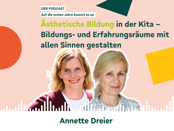 "Auf die ersten Jahre kommt es an" - der Podcast für Erzieher:innen: Kathrin Hohmann spricht mit Prof. Dr. Annette Dreier darüber, wie Kitas Bildungsräume für alle Sinne gestalten können und warum ästhetische Bildung so wichtig ist.