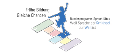 Logo Bundesprogramm Sprach-Kitas: zur Homepage www.sprach-kitas.fruehe-chancen.de
