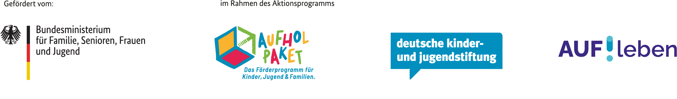 Logos der Förderer des Programms AUF!leben - Zukunft ist jetzt.
