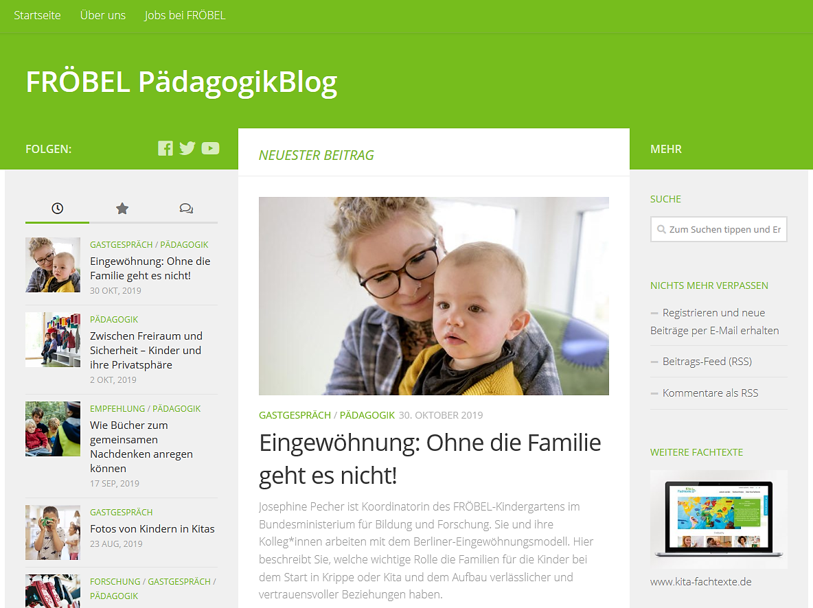Beitrag im PädagogikBlog: „Eingewöhnung: Ohne die Familie geht es nicht!“