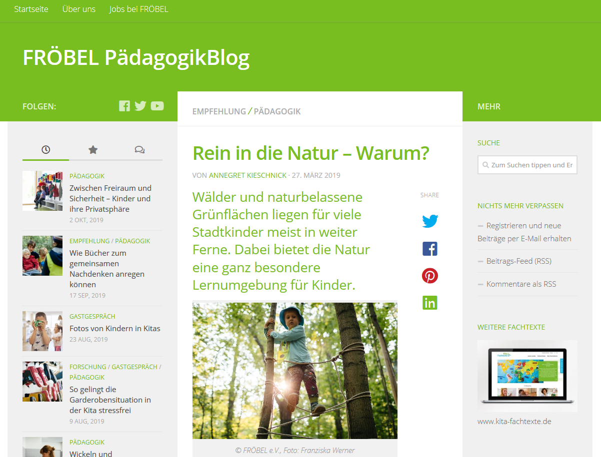 Interview im PädagogikBlog: Warum Naturerlebnisse für die (frühkindliche) Entwicklung so wichtig sind