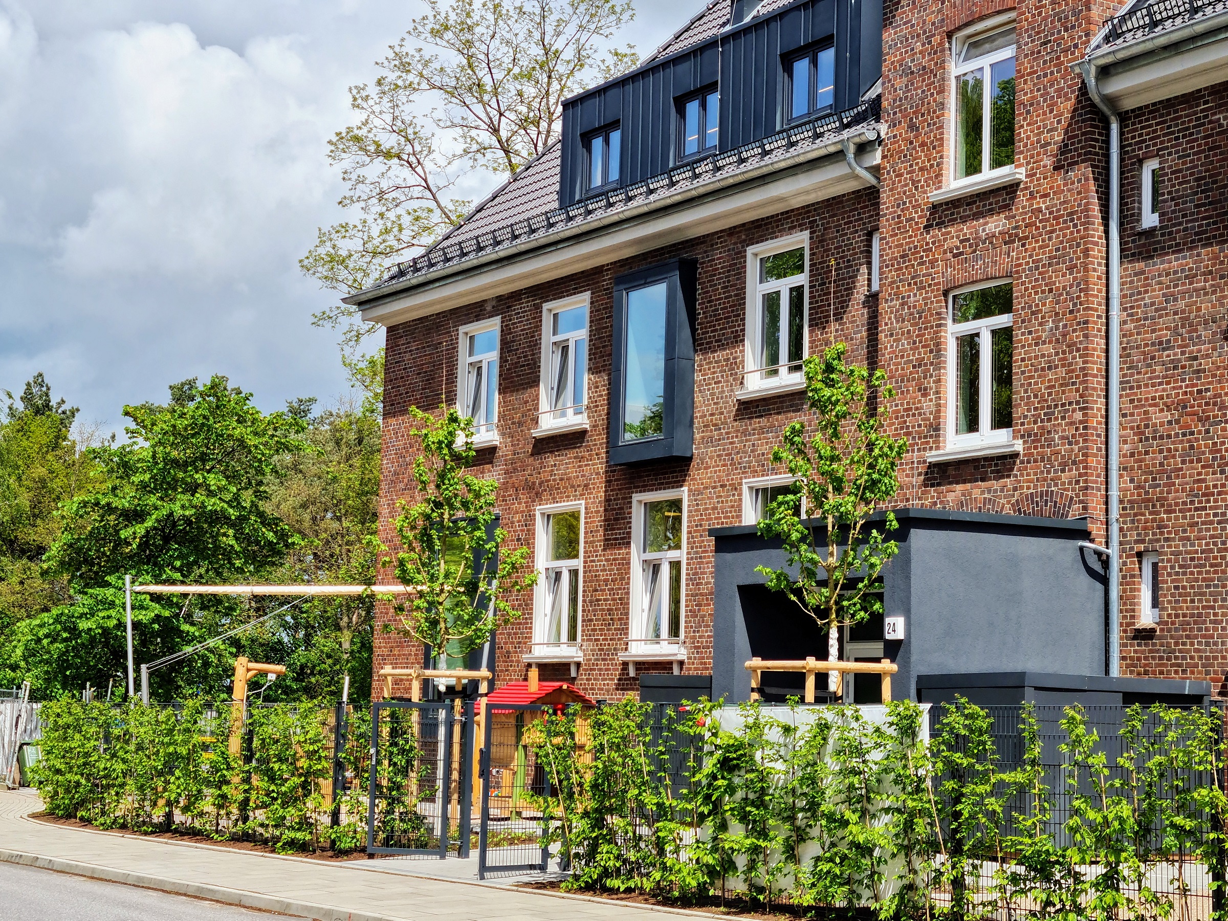 Außenansicht des FRÖBEL-Kindergartens Fischbeker Höfe